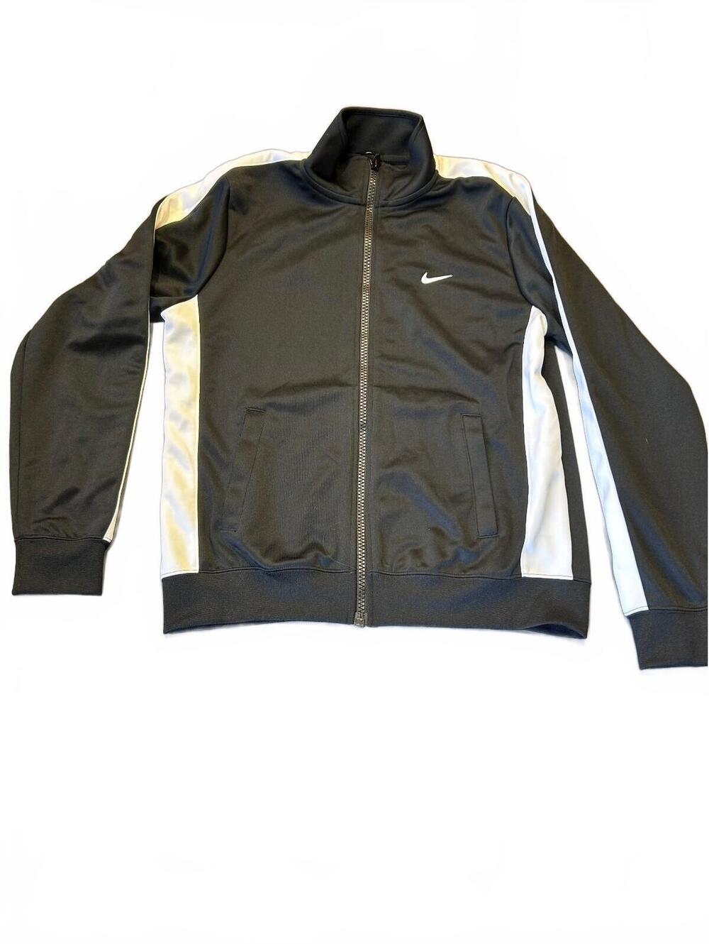 Nike Black and White Track Jacket with Full Zip and Logo